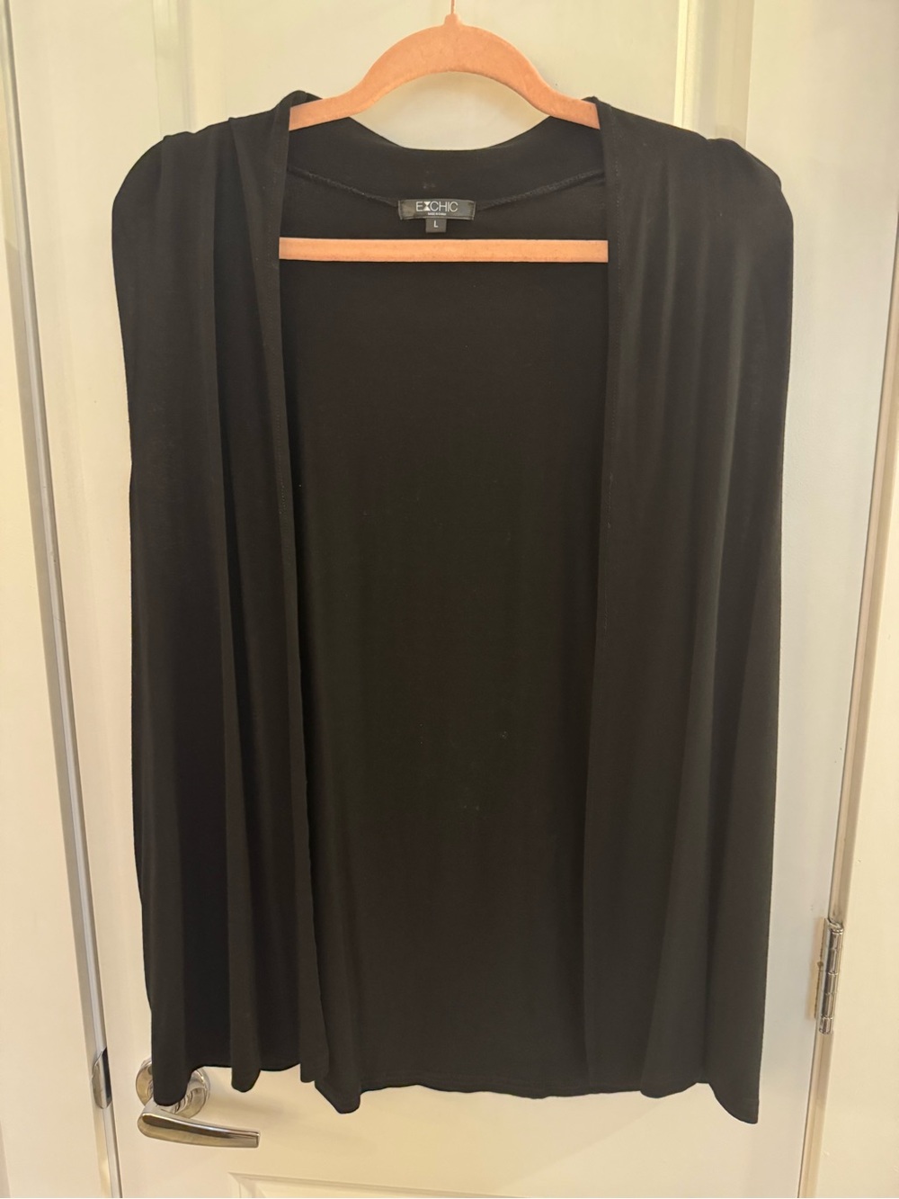 EXCHIC Black Lightweight Open Tank Cardigan